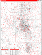 Front Range Metro Area Wall Map Red Line Style